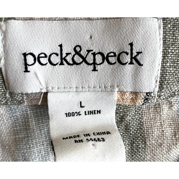 Peck & Peck Shift Dress Women Large LINEN Striped Bateau Beach Coastal Nautical - Picture 4 of 9